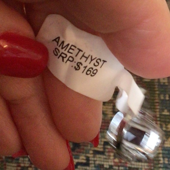 Women’s Amethyst and Crystal Accents Cushion Cut Ring sz 7 - Picture 6 of 7